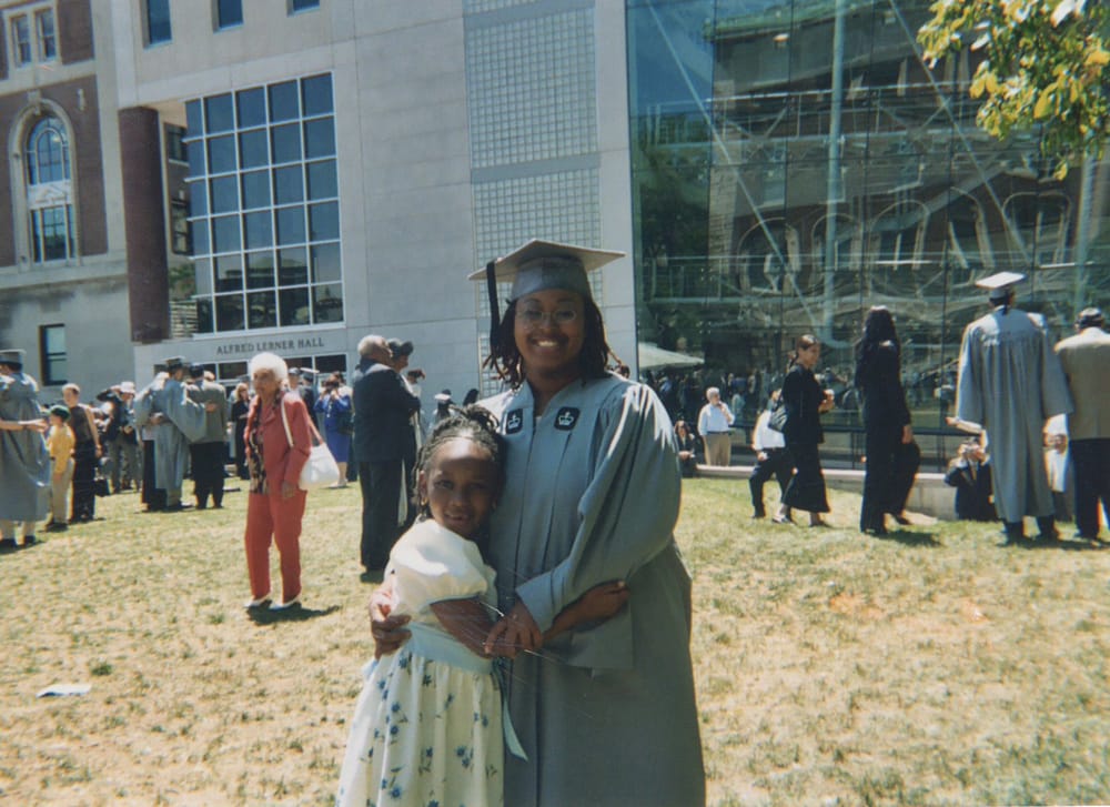 Christa David, graduating from Columbia University with her daughter, Nikierra.