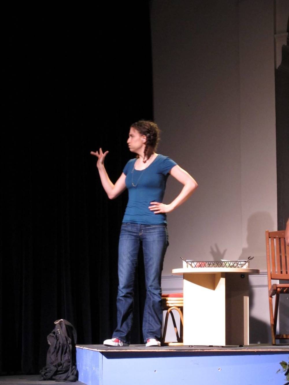 Andrea in 2012 as an actor in 'Waiting for Rosalie', a play performed entirely in American Sign Language by Deaf and hearing actors. Produced by Abused Deaf Women's Advocacy Services as part of Sexual Assult Awareness Month. Photo: Jason Tang