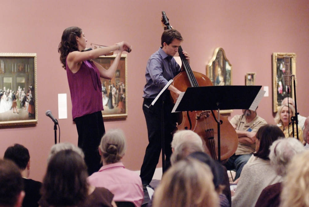 Kate in performance with bassist Jeremy Kurtz-Harris in performance for Art of Élan at the San Diego Museum of Art.
